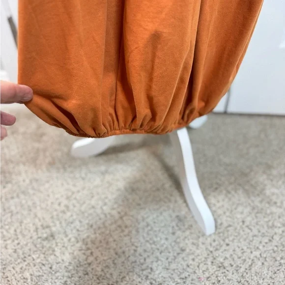 Zara Bubble Hem Balloon Halter Maxi Dress Backless Orange Boho Resort Small - Picture 4 of 9